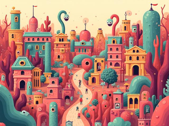 Illustration of a bustling city with diverse microbial characters representing a healthy gut microbiome